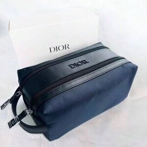 Dior Men's Classic Black and Navy Toiletry Bag